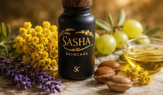 Immortelle Gold bottle with lavender, immortelle flowers and argan nuts